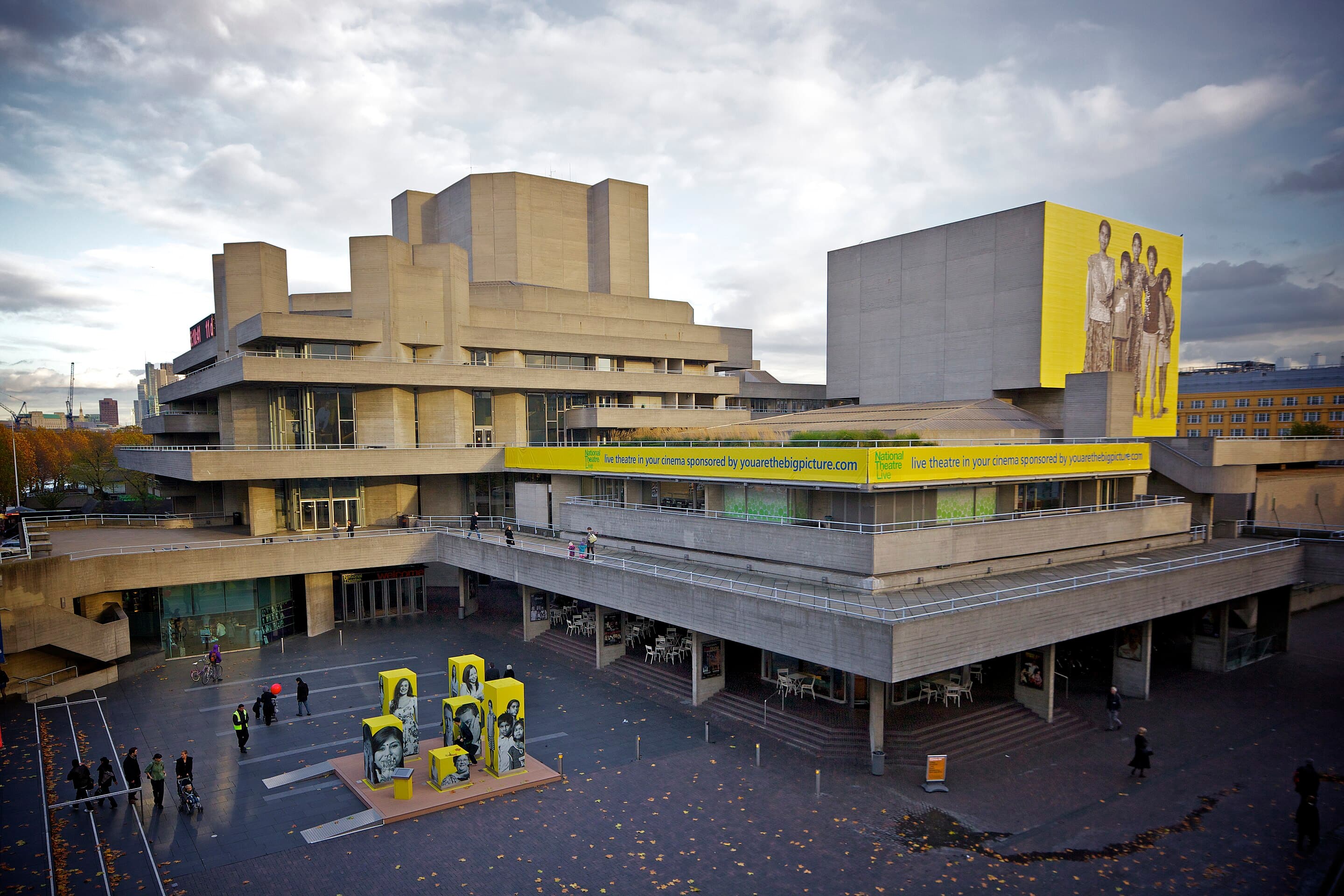 The National Theatre of London, a stark contrast to the traditional architecture of the city.
